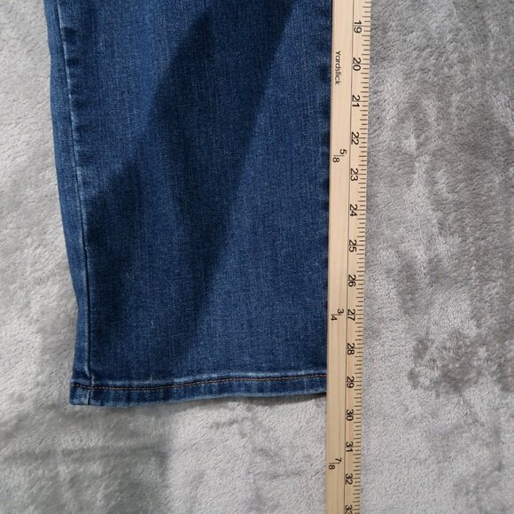 Lee Jeans Womens 14 Petites Blue Straight Leg Relaxed Fit Mid Rise Whiskering - Picture 10 of 14